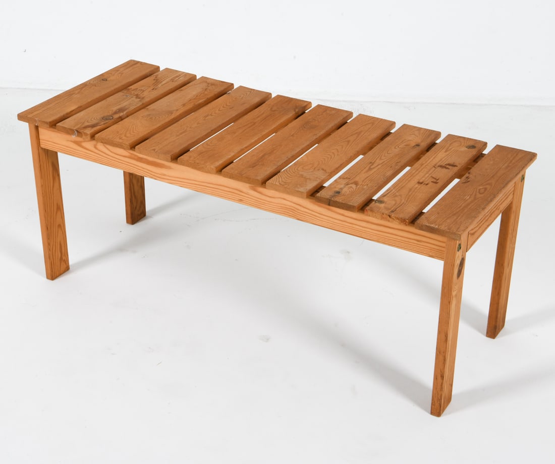 DANISH PINE SLAT BENCH C. 1970'S (1 of 13)