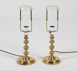 PAIR BELYSNING DANISH BRASS TABLE LAMPS C. 1960'S