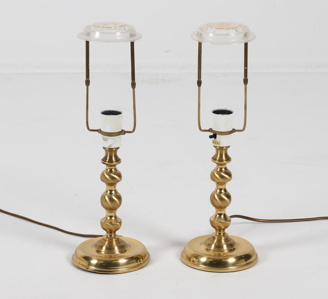 PAIR BELYSNING DANISH BRASS TABLE LAMPS C. 1960'S (1 of 12)