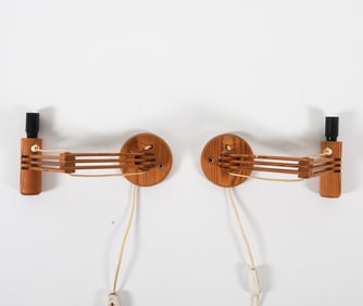 PAIR SWEDISH PINE SCISSOR WALL SCONCES C. 1960'S