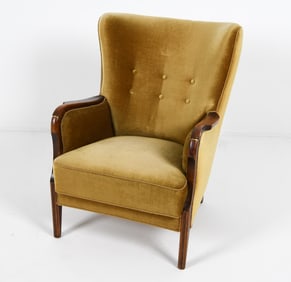 ALFRED CHRISTENSEN STYLE MOHAIR LOUNGE CHAIR