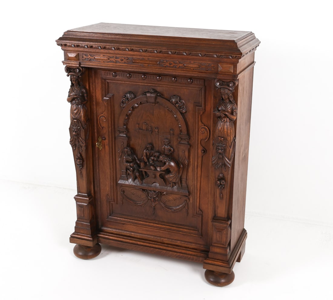 DANISH ANTIQUE BAROQUE REVIVAL OAK CABINET (1 of 19)