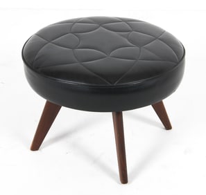 DANISH TEAK & LEATHER OTTOMAN C. 1970'S