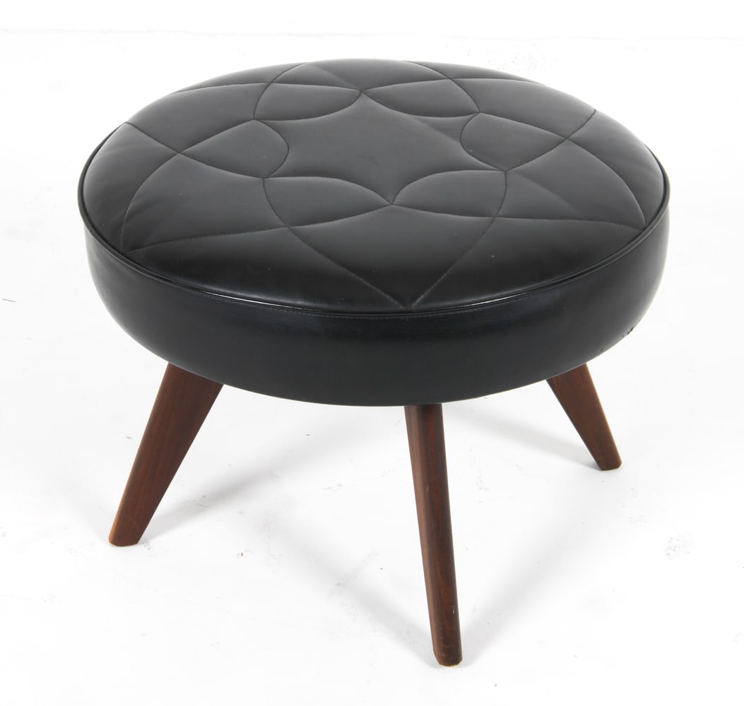 DANISH TEAK & LEATHER OTTOMAN C. 1970'S (1 of 9)