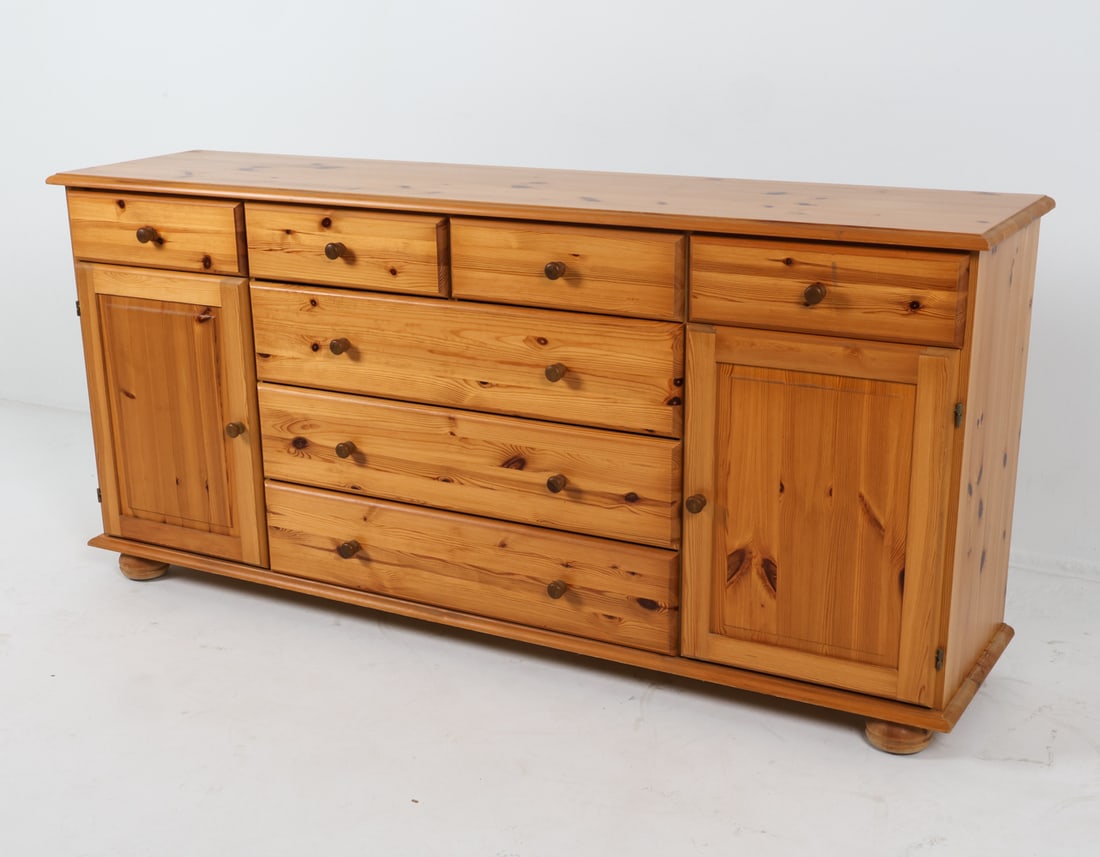 DANISH PINE SIDEBOARD CABINET C. 1970'S (1 of 15)