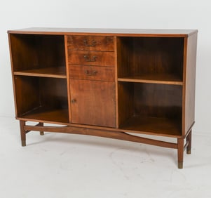 DANISH BEECH BOOKCASE CABINET C. 1950'S