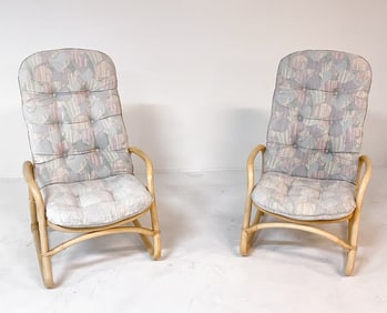 PAIR MID-CENTURY DANISH BAMBOO CHAIRS C. 1970'S