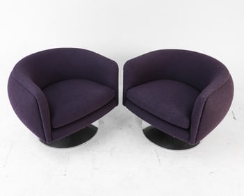 PAIR OF JOSEPH D'URSO KNOLL SWIVEL LOUNGE CHAIRS