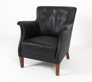 FRITS HENNINGSEN DANISH LEATHER LOUNGE CHAIR