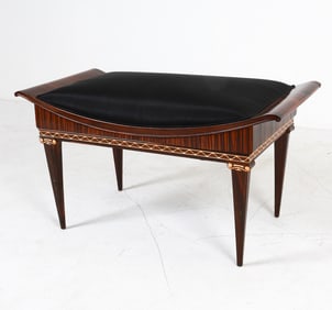 FRENCH ART DECO MACASSAR EBONY BENCH C. 1920'S