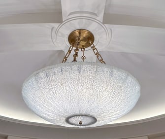 ITALIAN ART DECO RUGIADOSA MURANO GLASS CHANDELIER