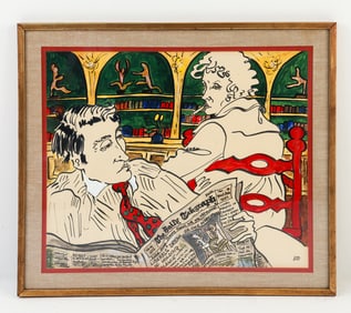 EDWINA SANDYS (B. 1938) 'THE LIBRARY' PAINTING