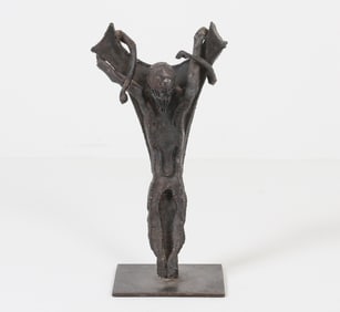 BRUTALIST IRON CRUCIFIX SCULPTURE 20TH C.