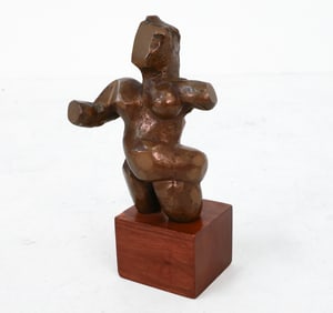 MID-CENTURY BRONZE NUDE FEMALE SCULPTURE
