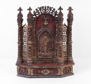 ANTIQUE CARVED AND GILT TABERNACLE ALTAR