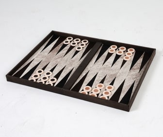 ANIMAL HIDE BACKGAMMON GAME BOARD