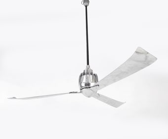 MARELLI POLISHED ALUMINUM MACHINE AGE CEILING FAN
