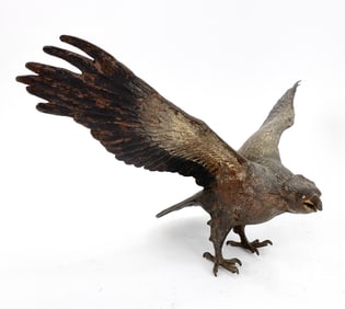 FRANZ BERGMANN (1861-1936) 19TH C. BRONZE EAGLE