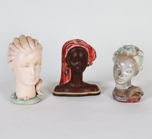 VINTAGE DANISH & FRENCH CERAMIC FEMALE BUSTS