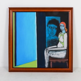 20TH C. OUTSIDER PORTRAIT O/C PAINTING