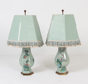 PAIR OF FRENCH CERAMIC TABLE LAMPS C. 1960'S