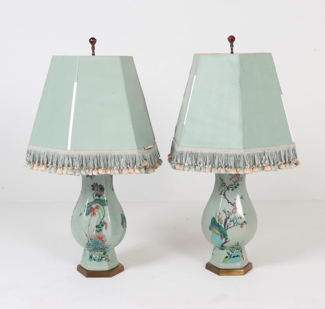PAIR OF FRENCH CERAMIC TABLE LAMPS C. 1960'S (1 of 15)