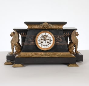 ANTIQUE MARBLE & BRASS ORMULO MANTLE CLOCK