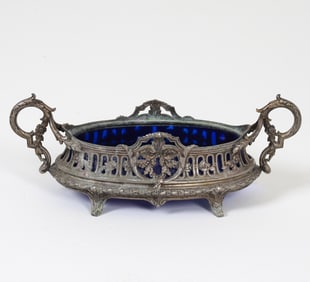 FRENCH NEOCLASSICAL COBALT GLASS CENTERPIECE