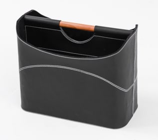 MAGAZINE HOLDER WITH TOP STITCHED LEATHER