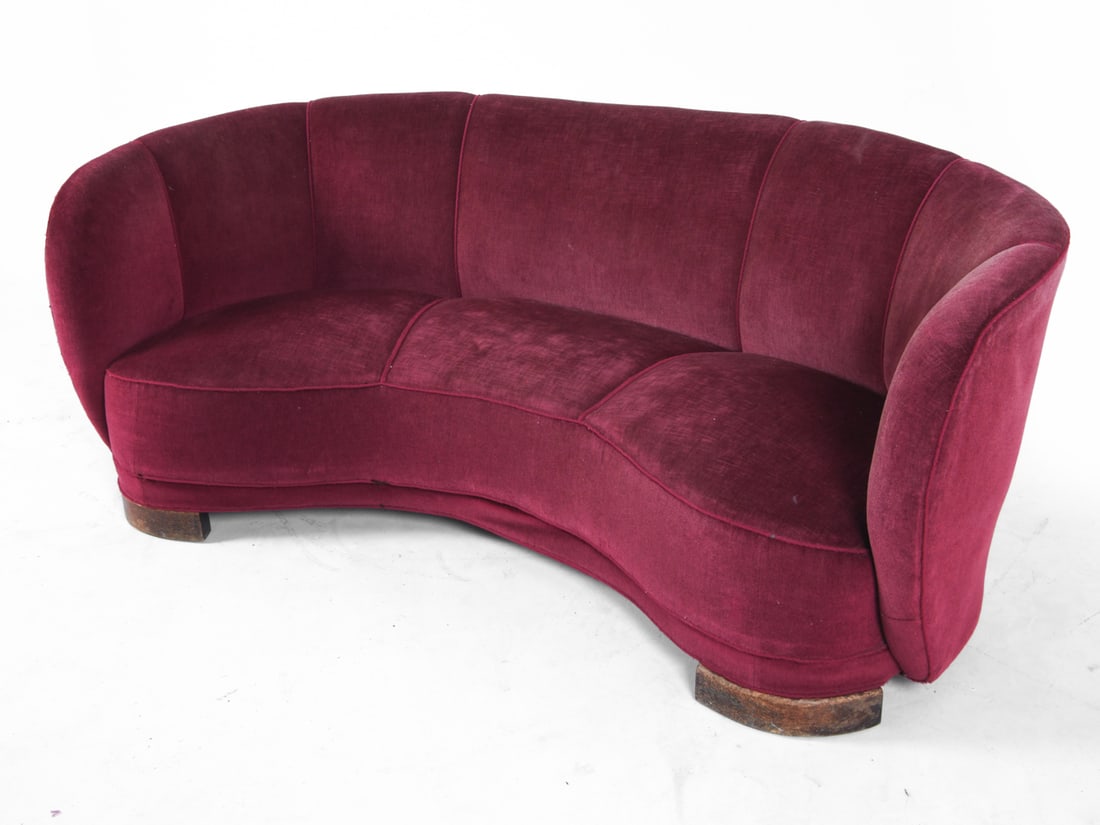 MID-CENTURY DANISH BANANA MOHAIR SOFA C. 1950'S (1 of 10)