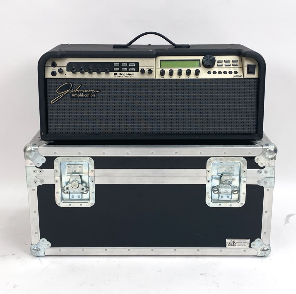JOHNSON AMPLIFICATION MILLENNIUM STEREO 250 AMP: Two 12AX7s in the preamp, two 125 Watt Solid State power amps, and high quality digital modeling. Condition: In working condition. Tested. Clean external condition.