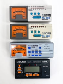 (4) BOSS GUITAR TUNERS 2X TU-12H, TU-80, TU-12