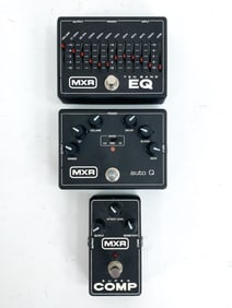 (3) MXR TEN BAND EQ, SUPER COMP & AUTO Q PEDALS