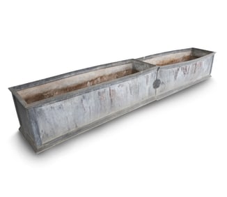 ANTIQUE ZINC TROUGH DOUBLE PLANTERS