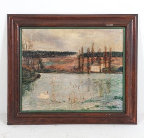19TH C. IMPRESSIONIST LANDSCAPE PAINTING O/C