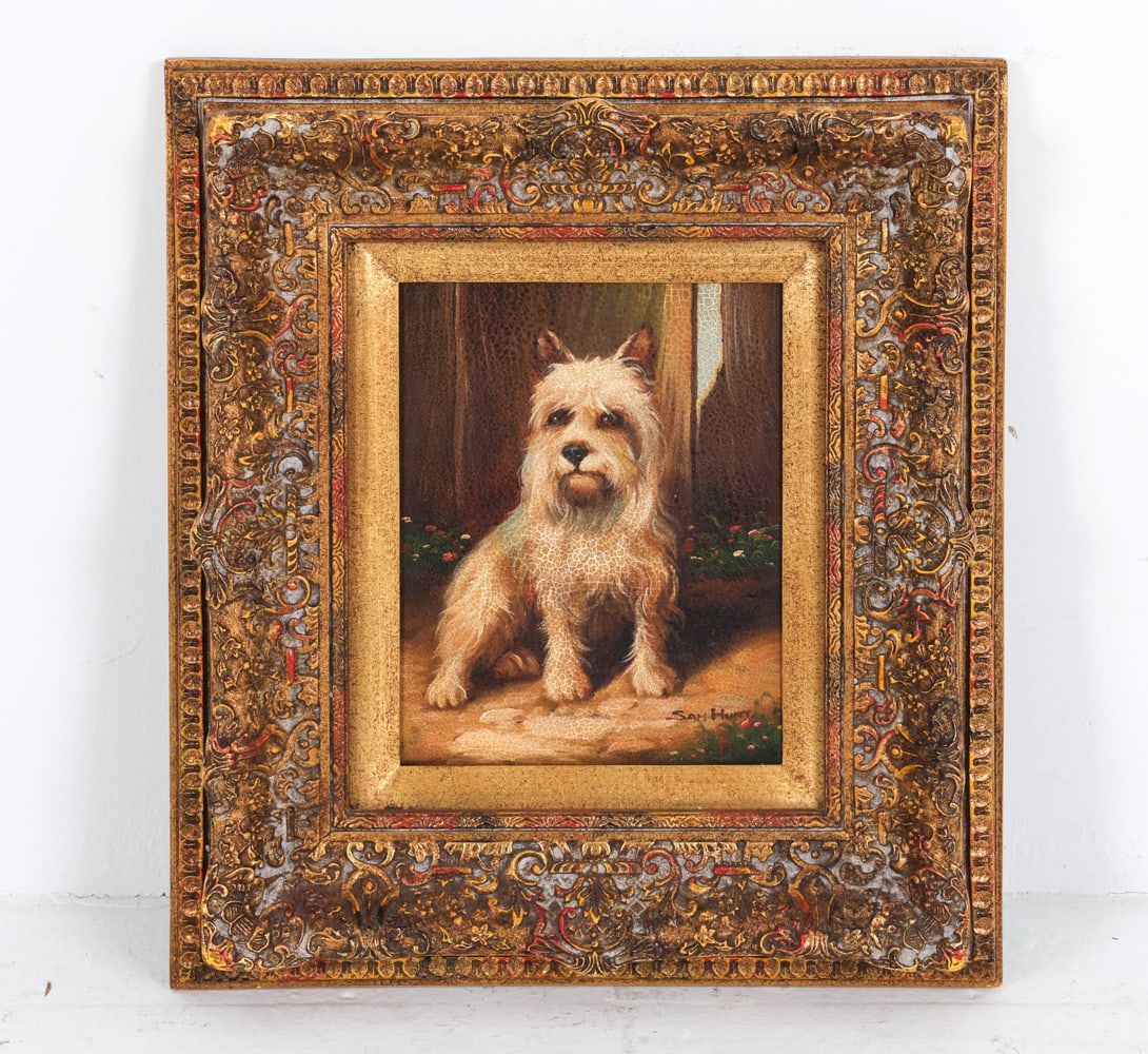 SAM HUNT (20TH C) PORTRAIT OF A DOG O/C (1 of 8)