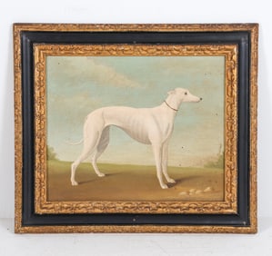 EARLY 20TH C. GREYHOUND O/B PAINTING