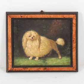 PORTRAIT OF A DOG O/B PAINTING 20TH C.