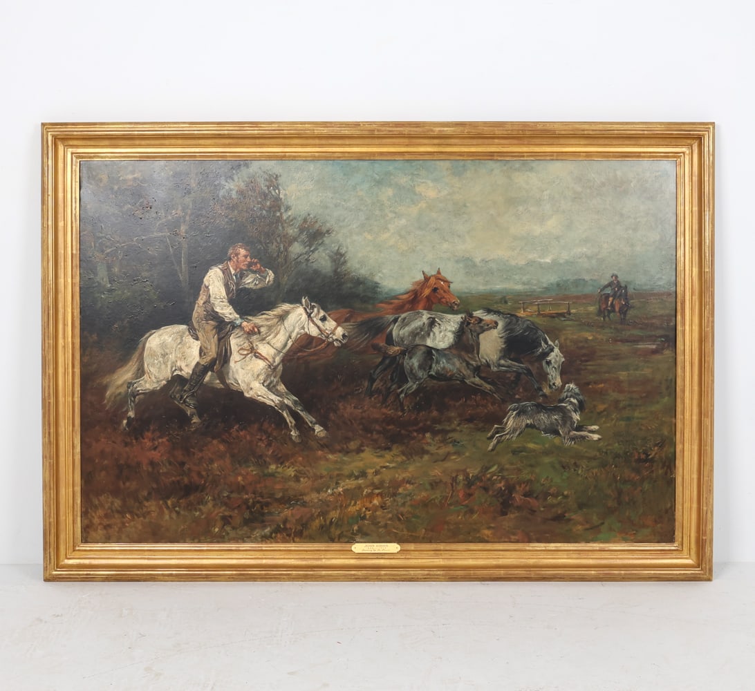 JOHN EMMS (ENGLISH 1844-1912) HUNTING SCENE O/B (1 of 13)