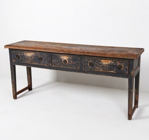 ANTIQUE PAINTED PINE SIDEBOARD CONSOLE TABLE