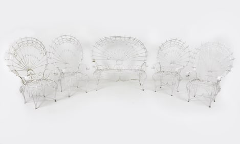 VINTAGE SALTERINI WROUGHT IRON PEACOCK FURNITURE