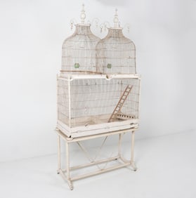 ANTIQUE LARGE FRENCH WIRE BIRDCAGE