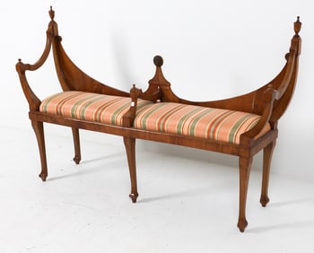 ANTIQUE HEPPLEWHITE STYLE WALNUT COURTING BENCH