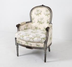 FRENCH LOUIS XVI STYLE BERGERE CHAIR