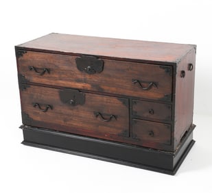 JAPANESE PINE TANSU CHEST EARLY 20TH C.