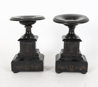 PAIR OF ANTIQUE ITALIAN GRAND TOUR SLATE TAZZAS