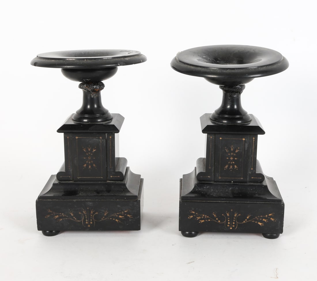PAIR OF ANTIQUE ITALIAN GRAND TOUR SLATE TAZZAS (1 of 12)