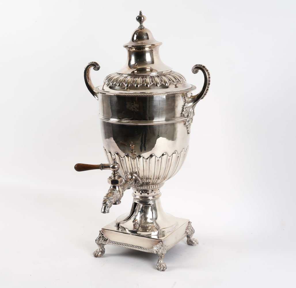 ANTIQUE SILVERPLATE SAMOVAR COFFEE OR TEA URN (1 of 15)