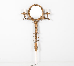 MID-CENTURY ITALIAN GILT TOLE SCONCE W/ MIRROR
