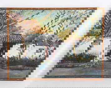 20TH CENTURY O/C PAINTING OF A HOUSE